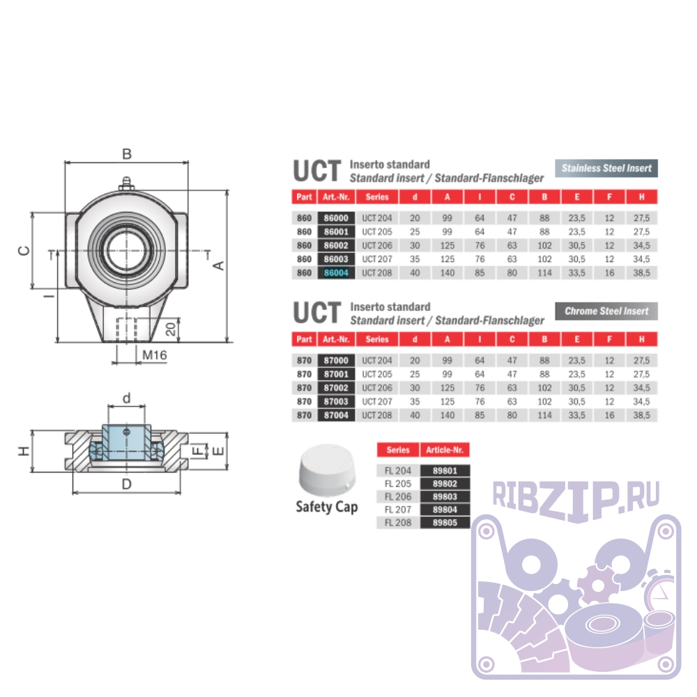 На фото изображено Опора подшипниковая M16 UST 208 d40 185мм 140х114